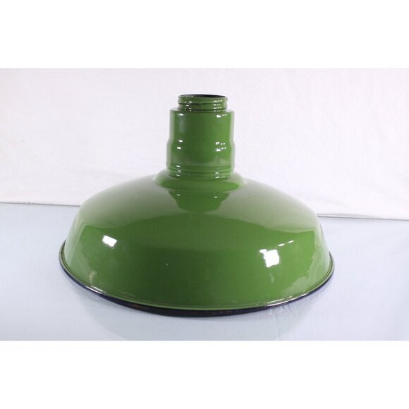 Vintage 16" Industrial Salvage Barn Light Shade in worn green enamel, Large - Picture 2 of 8